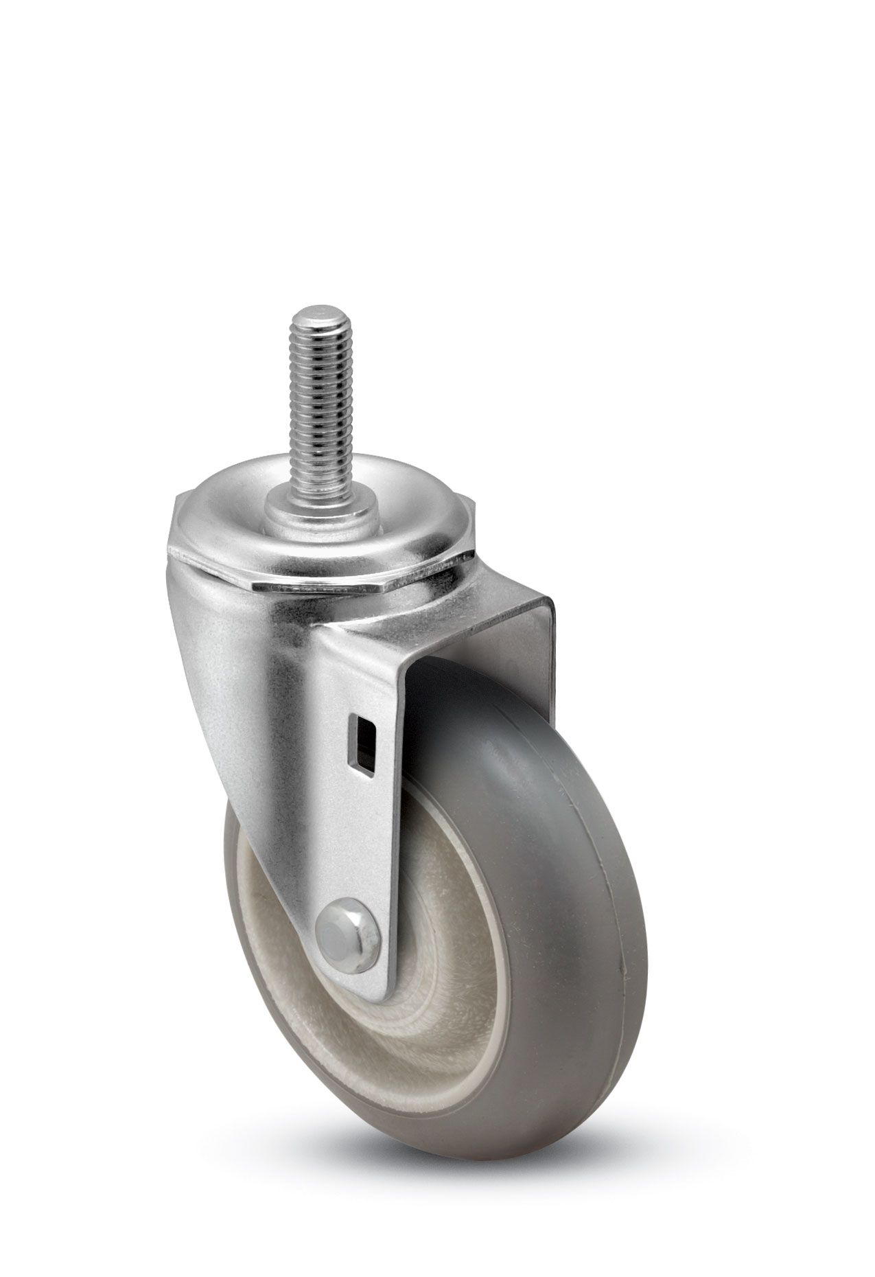 Caster; Swivel; 5" x 1-1/4"; Monoprene (Donut); Threaded Stem (1/2"-13TPI x 1-1/2"); Zinc; Prec Ball Brng; 325#; Bearing Cover; Dust Cover (Mtl) (Item #63670)