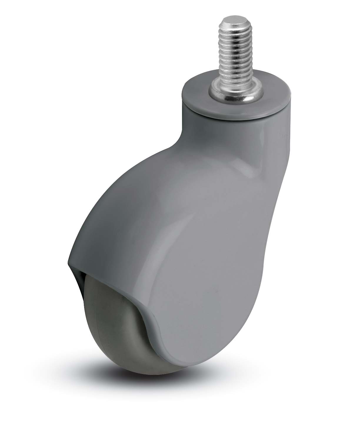 Caster; Swivel; 4" x 1-1/4"; TPR Rubber (Gray); Threaded Stem (3/8"-16TPI x 5/8"); Gray; Precision Ball Brng; 225#; Raceway Seal; Thread guards (Item #66222)