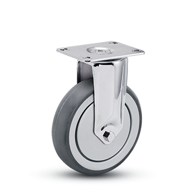 Caster; Rigid; 3" x 1-1/4"; Anti-Microbial TPR; Plate (2-1/2"x3-5/8"); Stainless Steel; Precision Ball Brng; 165#; Thread guards (Item #64342) Caster; Rigid; 3" x 1-1/4"; Anti-Microbial TPR; Plate (2-1/2"x3-5/8"); Stainless Steel; Precision Ball Brng; 165#; Thread guards (Item #64342)