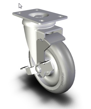 (image for) Caster; Swivel; 5 x 1-1/4; Monotech Round (Gray); Plate (2-5/8x3-3/4; holes: 1-3/4x2-3/4 slotted to 3; 5/16 bolt); Zinc; Precision Ball Brng; 325#; Tread Brake (Item #66678)