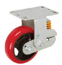 Caster; Rigid; 6" x 2"; PolyU on PolyO (Blue); Plate (4"x4-1/2"; holes: 2-5/8"x3-5/8" to 3"x3"; 3/8" bolt); Rllr Brng; 700#; Spring Loaded (300#/ 400#); Brake (Item #64242) Caster; Rigid; 6" x 2"; PolyU on PolyO (Blue); Plate (4"x4-1/2"; holes: 2-5/8"x3-5/8" to 3"x3"; 3/8" bolt); Rllr Brng; 700#; Spring Loaded (300#/ 400#); Brake (Item #64242)