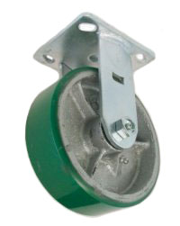 Caster; Rigid; 6" x 2"; PolyU on Alum (Color varies); Plate; 4"x4-1/2"; hole spacing: 2-5/8x3-5/8 (slotted to 3x3); 3/8 bolt; Zinc; Roller Brng; 1200# (Item #67989) Caster; Rigid; 6" x 2"; PolyU on Alum (Color varies); Plate; 4"x4-1/2"; hole spacing: 2-5/8x3-5/8 (slotted to 3x3); 3/8 bolt; Zinc; Roller Brng; 1200# (Item #67989)
