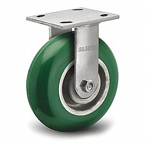 Caster; Rigid; 8" x 2"; 85A PolyU (Donut) on Alum; Plate (4"x4-1/2"; holes: 2-5/8"x3-5/8" slotted to 3"x3"; 3/8" bolt); Zinc; Sealed Prec Ball Brng; 1000# (Item #65325) Caster; Rigid; 8" x 2"; 85A PolyU (Donut) on Alum; Plate (4"x4-1/2"; holes: 2-5/8"x3-5/8" slotted to 3"x3"; 3/8" bolt); Zinc; Sealed Prec Ball Brng; 1000# (Item #65325)