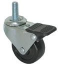 Caster; Swivel; 2"x13/16"; Rubber (Soft; non-marking); Threaded Stem (3/8"-16TPI x 1-1/2"); Zinc; Plain bore; 70#; Pedal Brake (Item #66864)