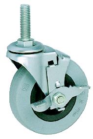 Caster; Swivel; 3" x 13/16"; Thermoplastized Rubber (Gray); Threaded Stem; 5/16"-18TPI x 1"; Zinc; Plain bore; 110#; Top lock brake (Item #68542) Caster; Swivel; 3" x 13/16"; Thermoplastized Rubber (Gray); Threaded Stem; 5/16"-18TPI x 1"; Zinc; Plain bore; 110#; Top lock brake (Item #68542)