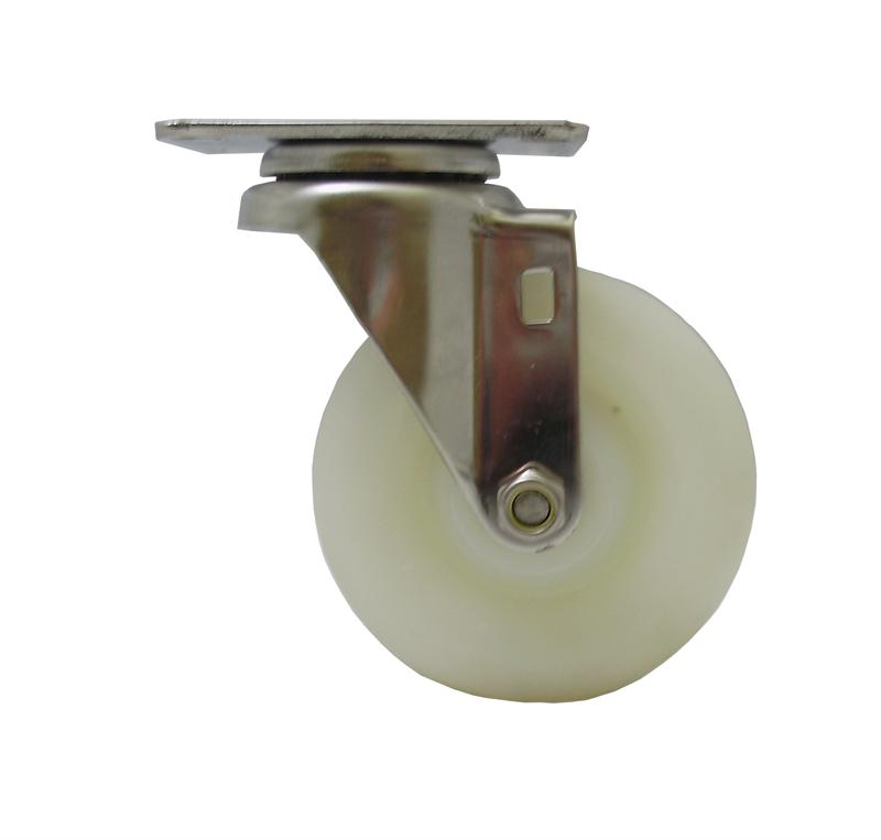 Caster; Swivel; 3" x 1-1/4"; Polyolefin (White); Top Plate (2-3/8"x3-5/8"; holes: 1-3/4"x2-7/8" slotted to 3"; 5/16" bolt); Zinc; Delrin Spanner; 200# (Item #65361) Caster; Swivel; 3" x 1-1/4"; Polyolefin (White); Top Plate (2-3/8"x3-5/8"; holes: 1-3/4"x2-7/8" slotted to 3"; 5/16" bolt); Zinc; Delrin Spanner; 200# (Item #65361)