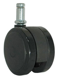 Caster; Twin; Swivel; 2-3/8" (60mm); Nylon; Grip Ring; 7/16"x7/8"; Black; Zinc Body Brng; 100# (Item #69775)