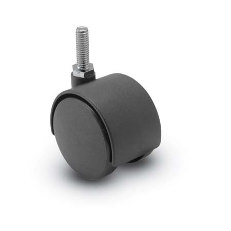Caster; Twin; Swivel; 2-3/8 (60mm); Polyurethane; Threaded Stem; 3/8-16TPI x 1-1/2; Black; Zinc Body; 100#; Hood (Item #67895) Caster; Twin; Swivel; 2-3/8 (60mm); Polyurethane; Threaded Stem; 3/8-16TPI x 1-1/2; Black; Zinc Body; 100#; Hood (Item #67895)
