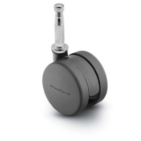 (image for) Caster; Twin; Swivel; 2-3/8 (60mm); Nylon; Grip Neck; 5/16x1-1/2; Black; Zinc Body Brng; 100# (Item #69423)