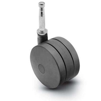(image for) Caster; Twin; Swivel; 3" (75mm); Thermoplastized Rubber (Black); Grip Neck; 5/16"x1-1/2"; Black; Rivet; 165# (Item #68415)