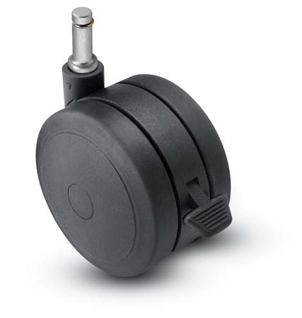 Caster; Twin; Swivel; 4" (100mm); Thermoplastized Rubber (Black); Grip Ring; 7/16"x1-1/4"; Black; Rivet; 225#; Wheel Brake (Item #67484) Caster; Twin; Swivel; 4" (100mm); Thermoplastized Rubber (Black); Grip Ring; 7/16"x1-1/4"; Black; Rivet; 225#; Wheel Brake (Item #67484)