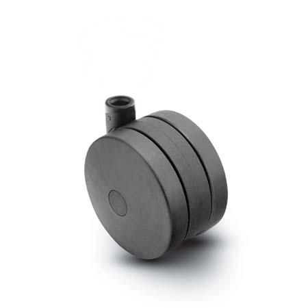 Caster; Twin; Swivel; 5" (125mm); Polyurethane; Stemless; Black; Rivet; 180# (Receives Shepherd 0.43" x 2-3/4" stem) (Item #68910) Caster; Twin; Swivel; 5" (125mm); Polyurethane; Stemless; Black; Rivet; 180# (Receives Shepherd 0.43" x 2-3/4" stem) (Item #68910)