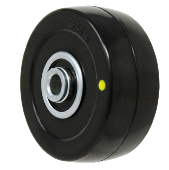Wheel; 3" x 1-1/4"; Conductive Rubber; Precision Ball Brng; 3/8" Bore; 1-1/4" Hub Length; 190#; Thread guards (Item #88164) Wheel; 3" x 1-1/4"; Conductive Rubber; Precision Ball Brng; 3/8" Bore; 1-1/4" Hub Length; 190#; Thread guards (Item #88164)