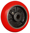 Wheel; 8" x 3"; PolyU (Donut) on Cast (Red); Roller Brng; 1-1/4" Bore; 3-1/4" Hub Length; 2500# (Item #89062) Wheel; 8" x 3"; PolyU (Donut) on Cast (Red); Roller Brng; 1-1/4" Bore; 3-1/4" Hub Length; 2500# (Item #89062)