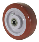 Wheel; 10" x 2-1/2"; PolyU on PolyO (Red); Plain bore; 1-15/16" Bore; 2-3/4" Hub Length; 1200# (Item #87510)
