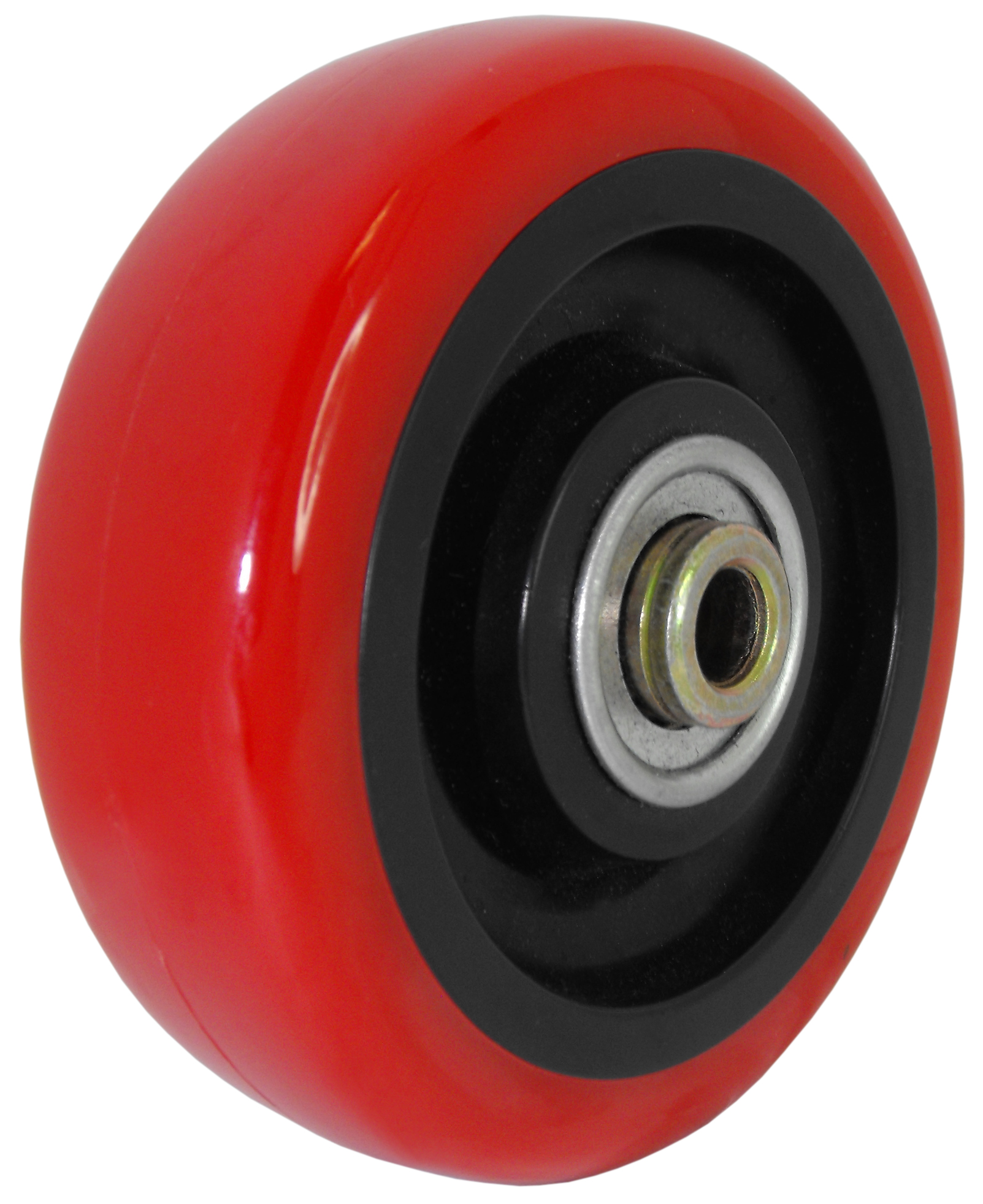 Wheel; 5" x 1-1/4"; PolyU on PolyO (Red); Ball Brng; 3/8" Bore; 1-9/16" Hub Length; 300#; Bearing Cover (Item #89189) Wheel; 5" x 1-1/4"; PolyU on PolyO (Red); Ball Brng; 3/8" Bore; 1-9/16" Hub Length; 300#; Bearing Cover (Item #89189)