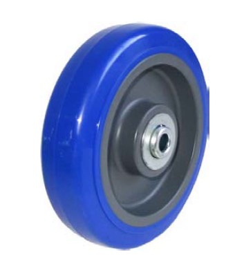 (image for) Wheel; 5" x 1-1/4"; PolyU on PolyO (Blue); Twin Ball Bearings; 3/8" Bore; 1-9/16" Hub Length; 315# (Item #88987)