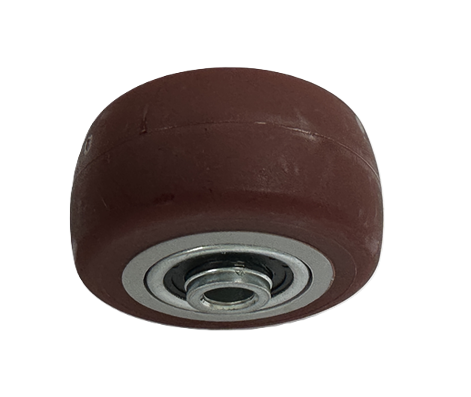 Wheel; 2-1/2" x 1-1/4"; PolyU on PolyO (Red/ Gray); Dual Ball Bearings; 250#; 3/8 Bore; 1-9/16 Hub Length (Item #87279) Wheel; 2-1/2" x 1-1/4"; PolyU on PolyO (Red/ Gray); Dual Ball Bearings; 250#; 3/8 Bore; 1-9/16 Hub Length (Item #87279)