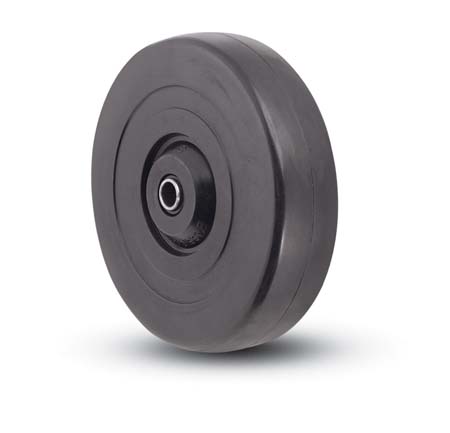 Wheel; 3" x 1-1/4"; Rubber (Soft; non-marking); Plain bore; 3/8" Bore; 1-9/16" Hub Length; 150# (Item #89004)