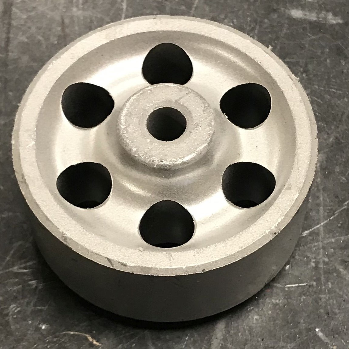 Wheel; 2-1/2" x 1"; Sintered Iron; Plain bore; 5/16" Bore; 1-3/8" Hub Length; 250#; High Temp (2500 F). Vintage appearance. (Item #87889) Wheel; 2-1/2" x 1"; Sintered Iron; Plain bore; 5/16" Bore; 1-3/8" Hub Length; 250#; High Temp (2500 F). Vintage appearance. (Item #87889)
