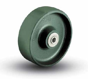 (image for) Caster; Swivel; 6" x 2"; Cast Iron; Plate (4"x4-1/2"; holes: 2-5/8"x3-5/8" slots to 3"x3"; 3/8" bolt); Zinc; Roller Brng; 1200#; Warranty; Made in USA (Item #63461)