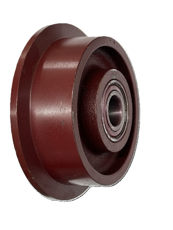Single Flanged Wheel; 5" x 1-7/16" (6" x 1-13/16" with flange); Cast Iron; Twin Precision 6205 Bearings; 2000#; 1/2" Bore; 2-7/16" Hub Length; 600° F (Item #87285) Single Flanged Wheel; 5" x 1-7/16" (6" x 1-13/16" with flange); Cast Iron; Twin Precision 6205 Bearings; 2000#; 1/2" Bore; 2-7/16" Hub Length; 600° F (Item #87285)