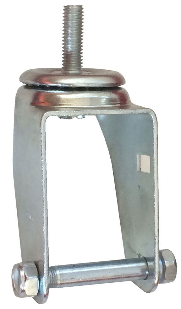 Yoke, Axle & Nut; Swivel; 6" x 2"; Threaded Stem (1/2"-13TPI x 1-1/2"); Zinc; 1/2" Bore; Fork Spacing 2-1/2"; 375# (Item #88621) Yoke, Axle & Nut; Swivel; 6" x 2"; Threaded Stem (1/2"-13TPI x 1-1/2"); Zinc; 1/2" Bore; Fork Spacing 2-1/2"; 375# (Item #88621)