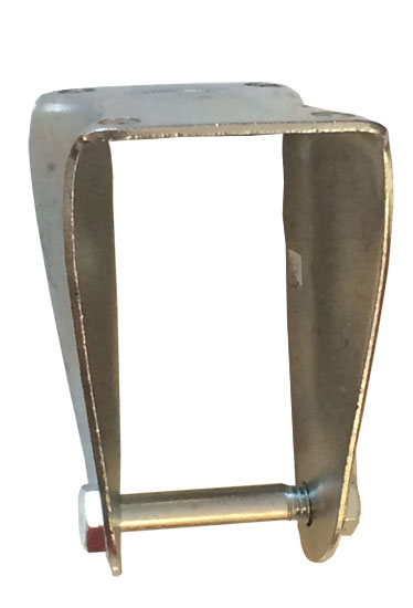 Yoke; Rigid; 4" x 1-1/4"; Top Plate (2-3/8"x3-5/8"; holes: 1-3/4"x2-7/8" slotted to 3"; 5/16" bolt); Zinc; 3/8" Bore; 1-9/16" Hub Length; 350# (Item #88750)