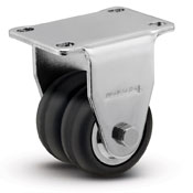 Caster; Dual Wheel; Rigid; 2-1/2"; Rubber; Plate (2-1/2x3-5/8: holes: 1-3/4x2-3/4 (slots to 3); 5/16 bolt); Bright Chrome; Prec BB; Thrd Grds; 300# (Item #66152) Caster; Dual Wheel; Rigid; 2-1/2"; Rubber; Plate (2-1/2x3-5/8: holes: 1-3/4x2-3/4 (slots to 3); 5/16 bolt); Bright Chrome; Prec BB; Thrd Grds; 300# (Item #66152)