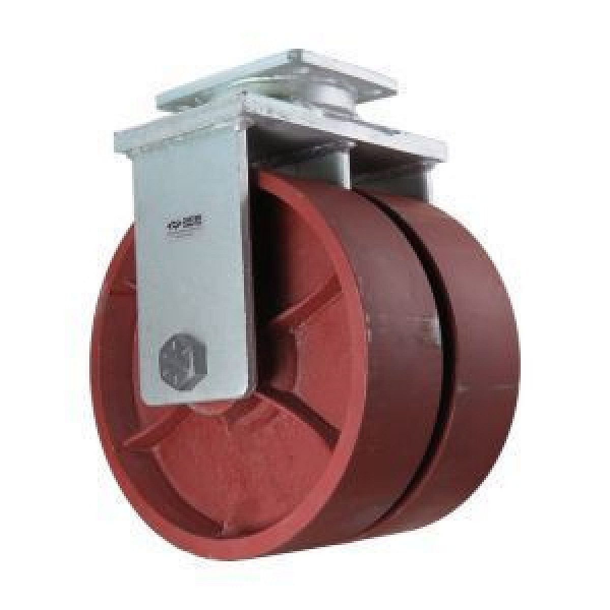 Dual Wheel Caster; Rigid; 6" x 3"; Ductile Steel; Plate (6-1/4"x7-1/2": holes: 4-1/8"x6" slots to 4-1/2"x6-1/8"; 1/2" bolt); Tapered Brng; 20000# (Item #63121) Dual Wheel Caster; Rigid; 6" x 3"; Ductile Steel; Plate (6-1/4"x7-1/2": holes: 4-1/8"x6" slots to 4-1/2"x6-1/8"; 1/2" bolt); Tapered Brng; 20000# (Item #63121)
