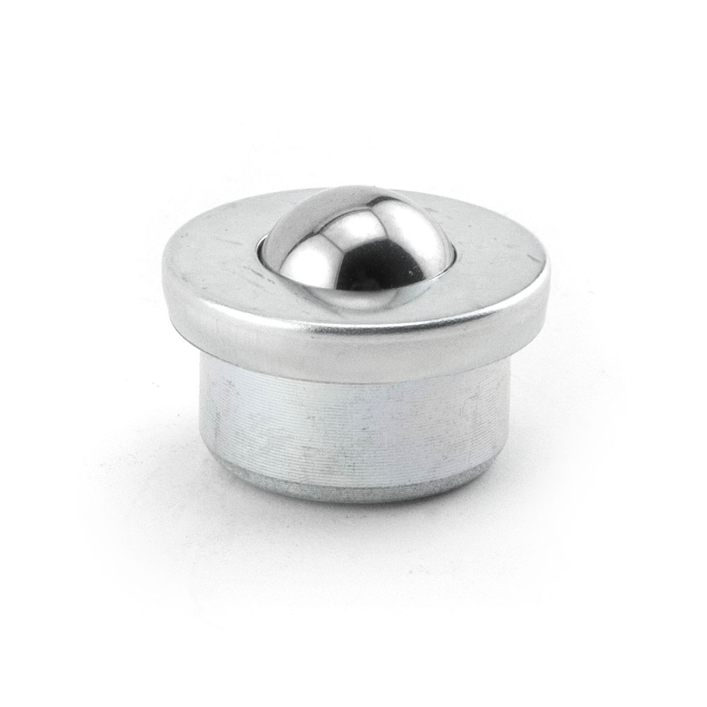 Ball Transfer; 5/8 in Stainless Steel ball; Round drop-in Base; 15/16 diam x 7/16 deep; Carbon Steel housing; 35#; 3/8 load height (Item #89242) Ball Transfer; 5/8 in Stainless Steel ball; Round drop-in Base; 15/16 diam x 7/16 deep; Carbon Steel housing; 35#; 3/8 load height (Item #89242)