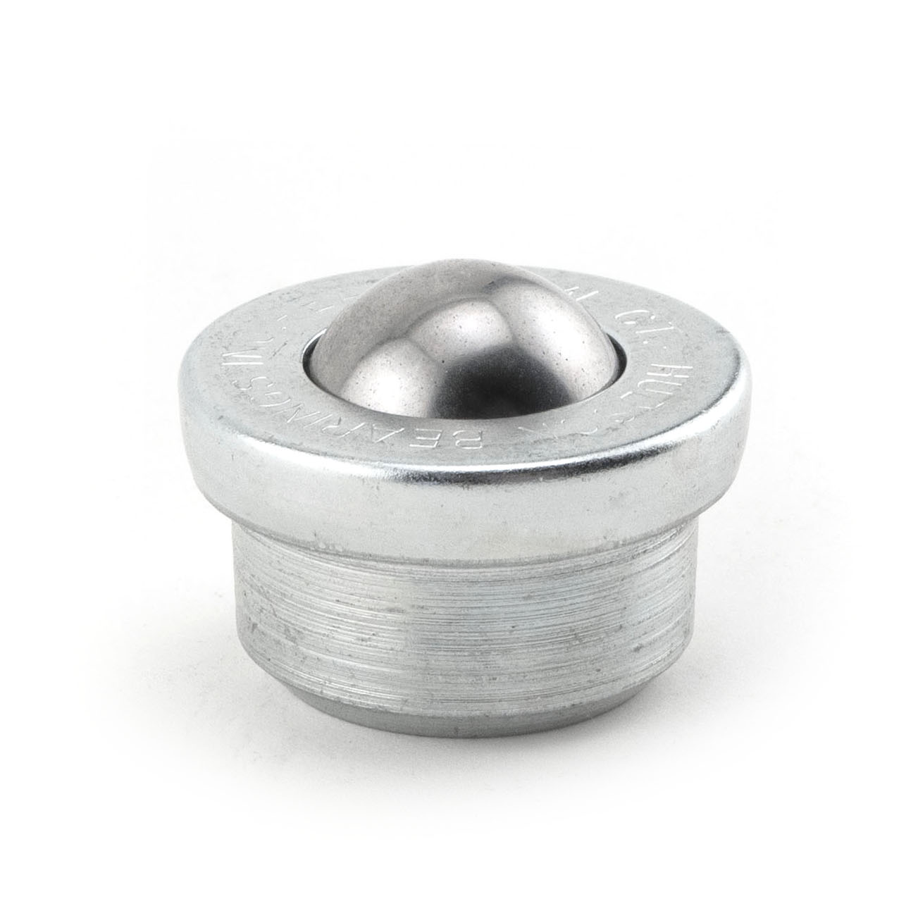 Ball Transfer; 1" carbon steel ball; Round drop-in Base; 1-3/8" diam x 5/8" deep; Carbon Steel; 200#; 5/8" load height (Item #89246)