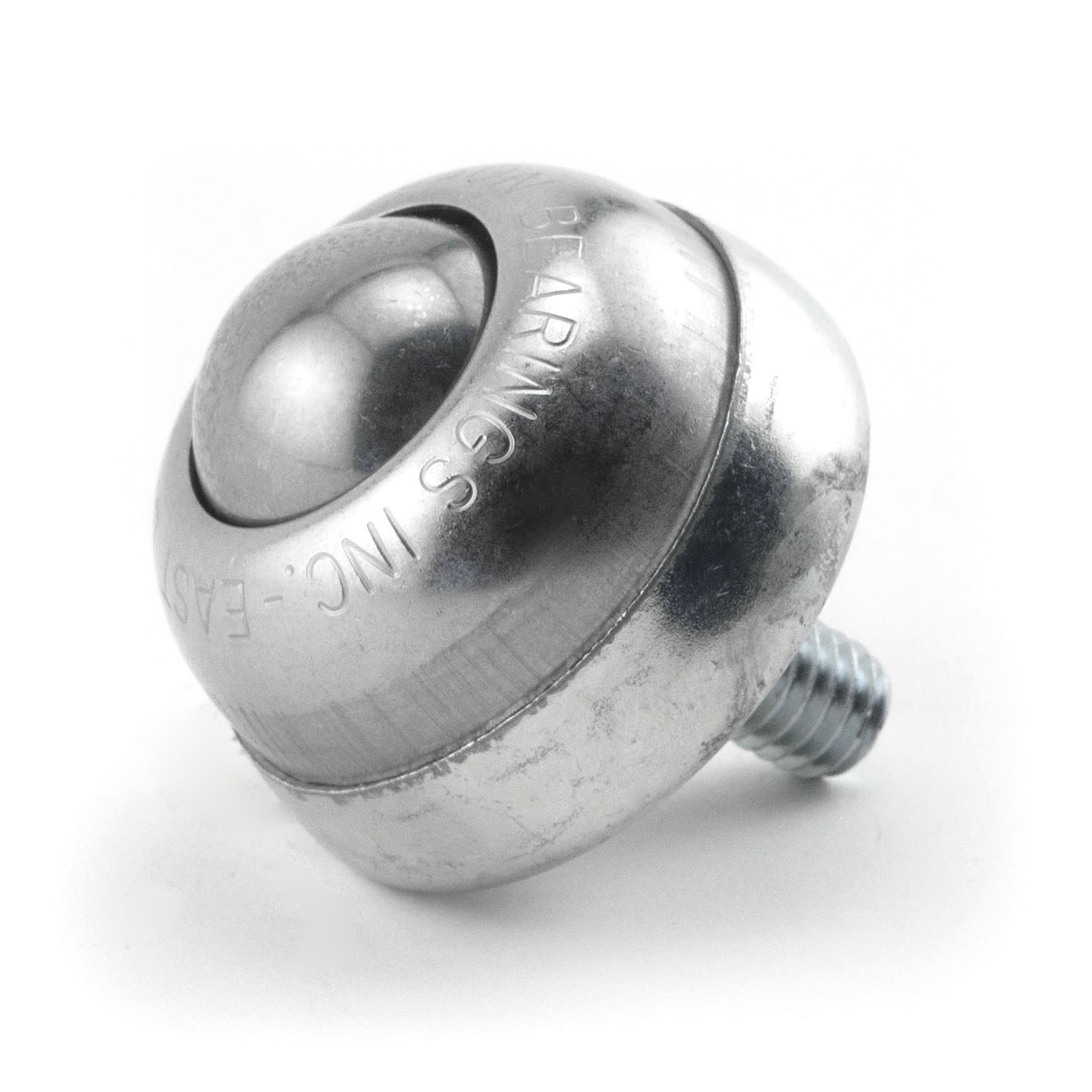 Ball Transfer; 1" Stainless Steel ball; Threaded Stud; 3/8"-20TPI x 11/16"; Stainless steel w/ zinc-plated cup and stud; 75#; 1-3/8" load height (Item #89347)