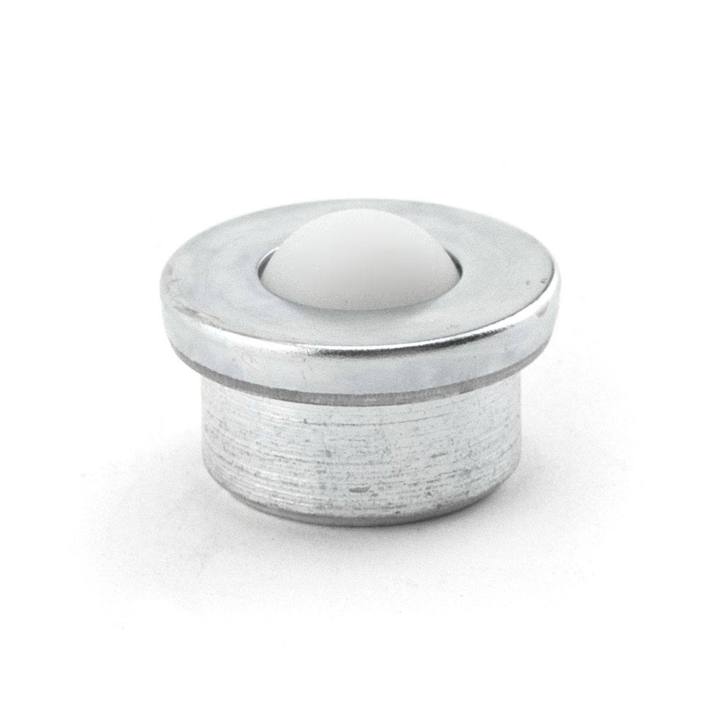 Ball Transfer; 5/8" nylon ball; Round drop-in Base; 15/16" diam x 7/16" deep; Carbon Steel housing; 125#; 3/8" load height (Item #89243) Ball Transfer; 5/8" nylon ball; Round drop-in Base; 15/16" diam x 7/16" deep; Carbon Steel housing; 125#; 3/8" load height (Item #89243)