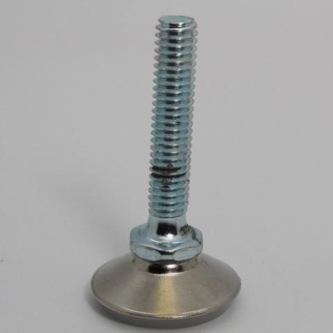 Swiveling Leveler Glide; 5/8" Tall 1-1/8" Diam HDPE Base, Nickel Plated Steel Cover; Stainless Steel Threaded Stem (5/16"-18TPI x 1-1/2"); Slant base/ Swivel (Item #87594) Swiveling Leveler Glide; 5/8" Tall 1-1/8" Diam HDPE Base, Nickel Plated Steel Cover; Stainless Steel Threaded Stem (5/16"-18TPI x 1-1/2"); Slant base/ Swivel (Item #87594)