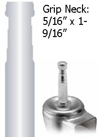 (image for) Caster; Twin Wheel; Swivel; 60mm; Nylon Tread; Grip Neck (5/16" x 1-9/16"); Black; Riveted Axle; 120#; Hood (Item #63090)