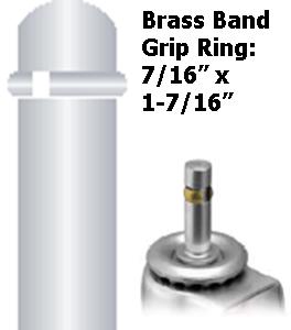 (image for) Caster; Swivel; 4" x 15/16"; PolyU on PolyO (Gray); Grip Ring (7/16x1-7/16 w/ brass band); Zinc; Plain bore; 150# (Item #66791)