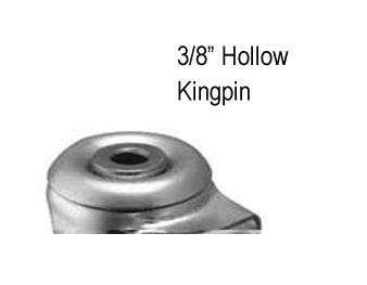 (image for) Caster; Swivel; 3" x 15/16"; Rubber; Soft; Hollow Kingpin (3/8" bolt); Bright Chrome; Precision Ball Brng; 110#; Hood (Item #68575)