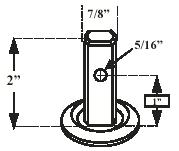 (image for) Caster; Swivel; 5" x 1-1/4"; Polyolefin; Square Stem (7/8" x 2"; one 5/16" mounting hole at 1"); Zinc; Plain bore; 325#; Dust Cover (Mtl) (Item #64312)