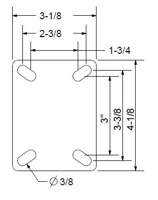 (image for) Yoke; Swivel; 5" x 1-1/4"; Plate (3-1/8"x4-1/8"; holes: 1-3/4"x3" slots to 2-3/8"x3-3/8"; 3/8" bolt); Zinc; 3/8" Bore; 1-9/16" Hub Length; 350# (Item #87600)