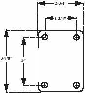 (image for) Caster; Swivel; 2-1/2x1-1/8; Thermoplastized Rubber (Gray); Top Plate (2-3/4x3-7/8; holes: 1-3/4x3; 5/16 bolt); Zinc; Plain bore; 150# (Item #67203)