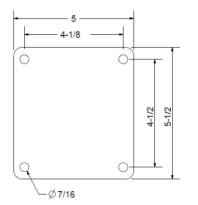 (image for) Caster; Swivel; 8" x 2"; PolyU on Cast Iron; Plate (5"x5-1/2"; holes: 4-1/8"x4-1/2"; 7/16" bolt); Zinc; Roller Brng; 1000#; Tread brake (Item #65613)
