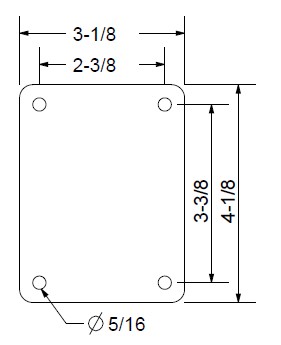 (image for) Caster; Rigid; 3x1-13/16; Glass/ Nylon; Top Plate (3-1/8x4-1/8; holes: 2-3/8x3-3/8; 5/16 bolt); Zinc; Precision Ball Brng; 700#; Sure-Lok brake (Item #67036)