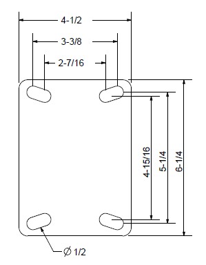 (image for) Caster Quick Change Plate; weld-on style with caster retaining bolt; Steel; for Top Plate 4-1/2"x6-1/4"; Unplated (Item #88838)