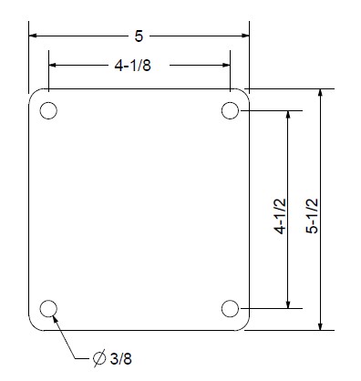 (image for) Caster; Swivel; 8" x 2"; Cast Iron; Top Plate (5"x5-1/2"; holes: 4-1/8"x4-1/2"; 3/8" bolt); Zinc; Roller Brng; 1200#; Position Lock (4-way) (Item #65787)