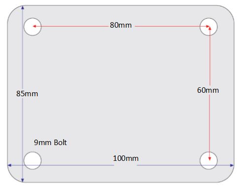 (image for) Caster; Swivel; 80mm x 35mm; Nylon; Plate (85mm x 100mm); Zinc; 500# Dynamic; 3300# Static; Retractable Wheel Lifts 1/8"; Swiveling Pedal (Item #64081)