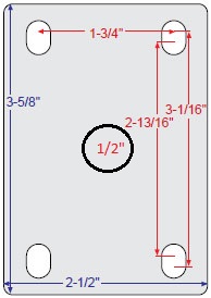 (image for) Caster; Swivel; 3" x 1-1/4"; Conductive Rubber; HK Plate (2-1/2"x3-5/8": holes: 1-3/4"x2-13/16" to 3-1/16"; 5/16" bolt); Chrome; Prec Brng; 190#; Total Lock (Item #64667)