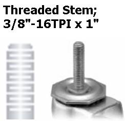 (image for) Caster; Swivel; 2 x 13/16; Thermoplastized Rubber (Gray); Threaded Stem; 3/8-16TPI x 1; Zinc; Plain bore; 70#; Side friction brake (Item #68002)