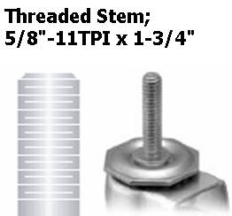 (image for) Caster; Swivel; 3" x 1-3/4"; Phenolic; Threaded Stem (5/8"-11TPI x 1-3/4"); Zinc; Roller Brng; 500#; Thumb Screw Brake (Item #65559)