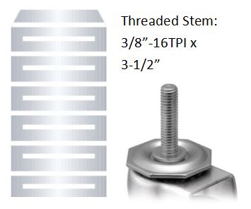 (image for) Glide; base is 3/8 tall x 1-3/8 diam; Nylon Base; Threaded Stem (3/8"-16TPI x3-1/2"); Zinc; 150# (Item #88113)